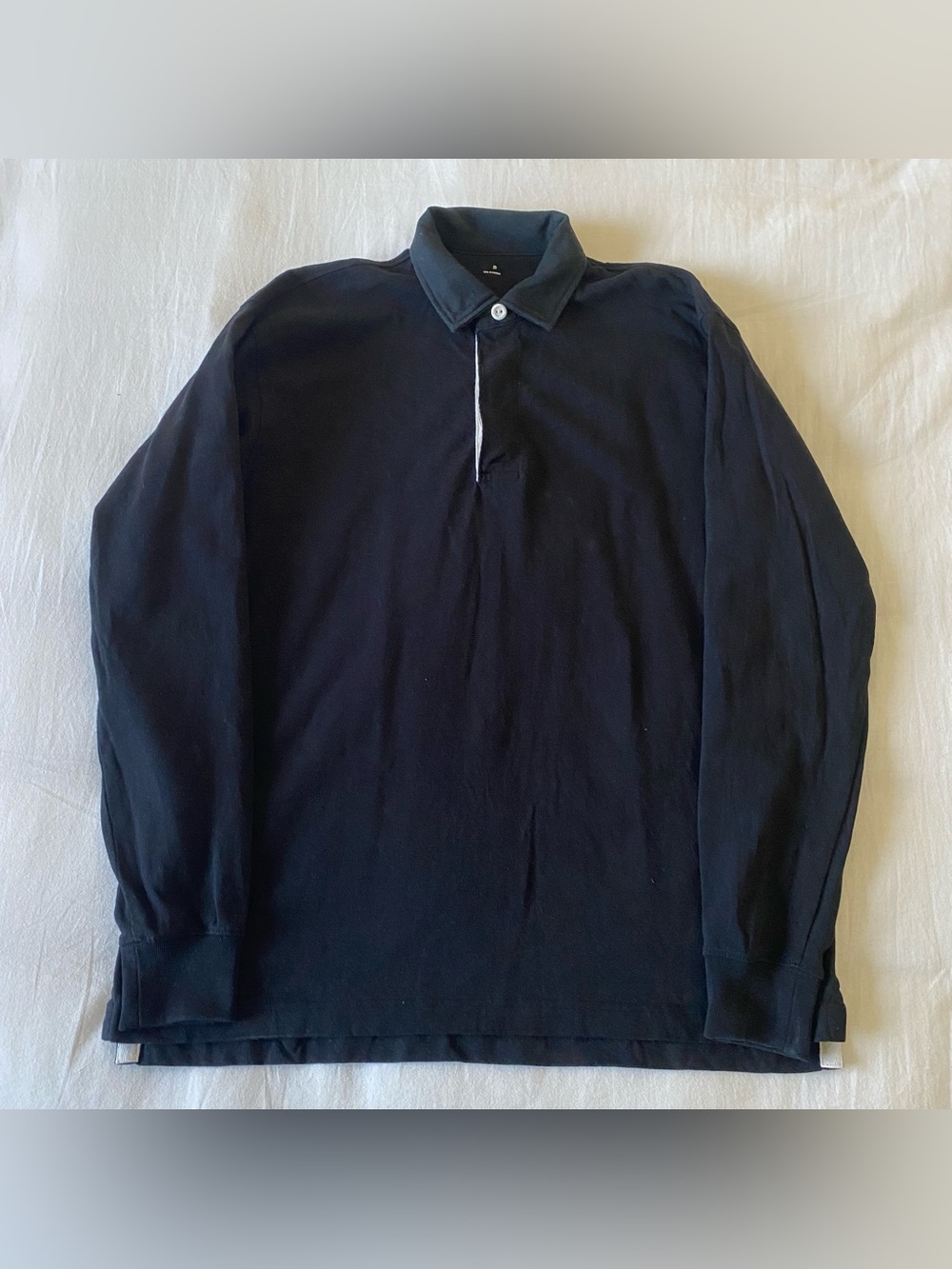 Black Muji Long Sleeve Rugby Shirt
